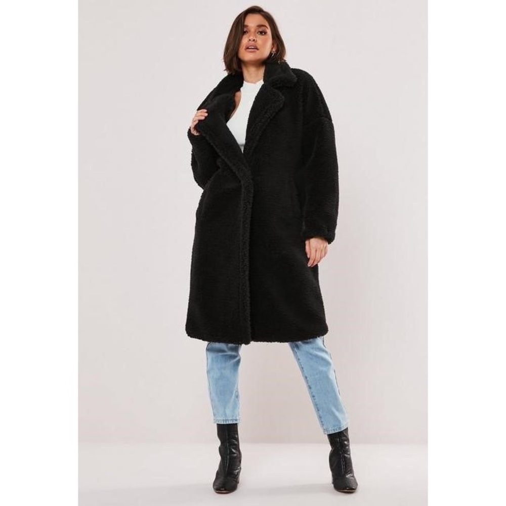 Black Oversized Teddy Coat
